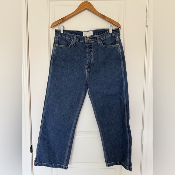 THE GREAT. The Railroad Jean Cotton Wide Leg Cropped Vintage Style Jeans Size 27 - Picture 9 of 11